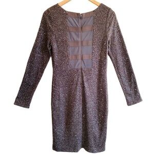 ALICE + Olivia Mesh Back Long Sleeve Sequin Mini Dress Size S